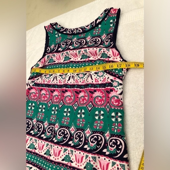Talbots Sleeveless Shift Dress Green Pink Size 8 - Picture 12 of 16